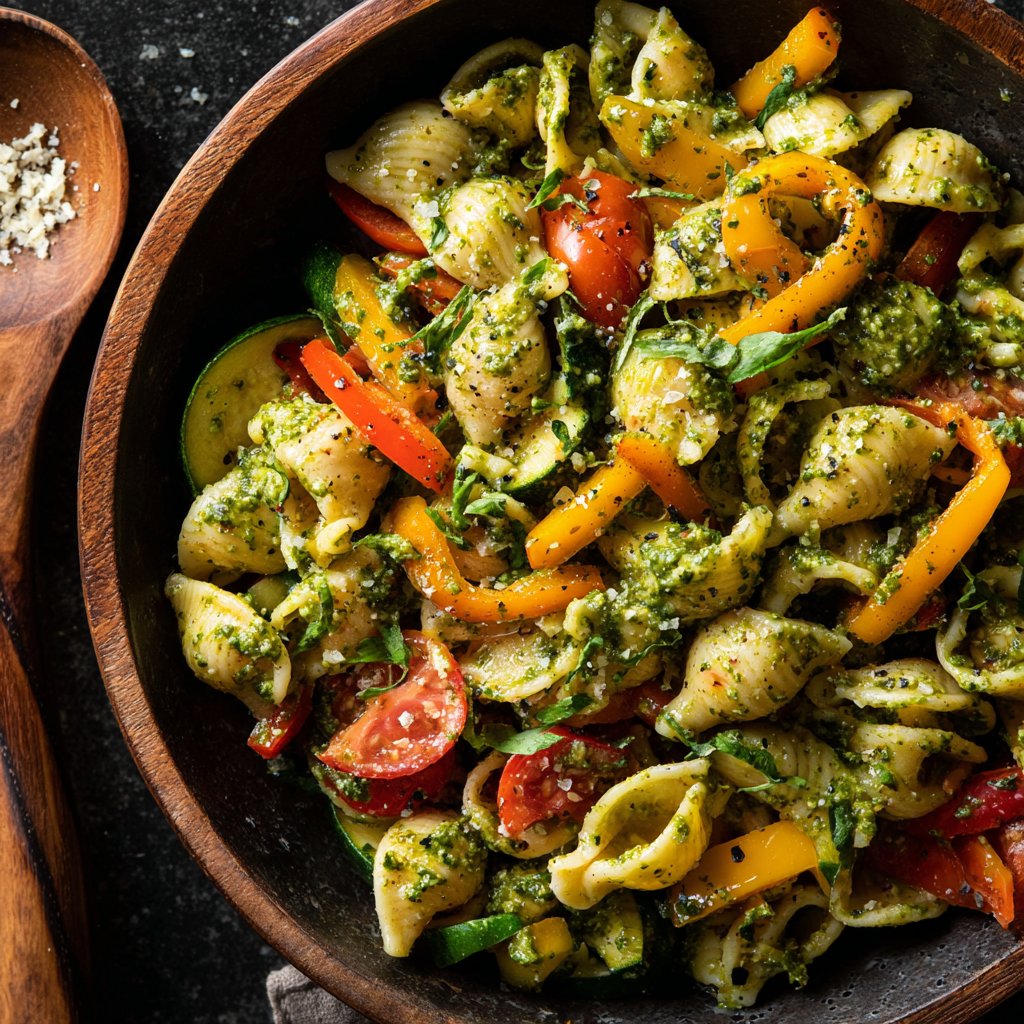 Pasta Primavera with Pesto Drizzle
