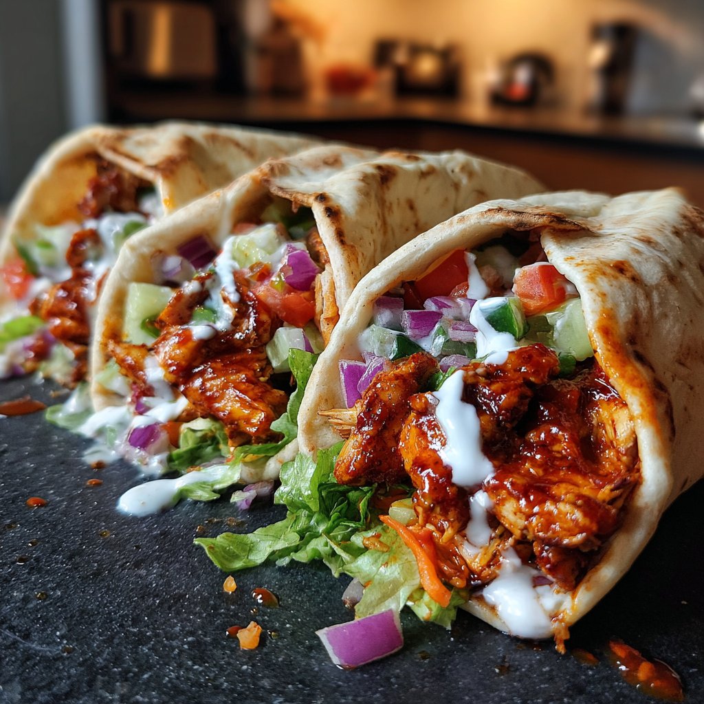 Spicy BBQ Chicken Pita Wraps