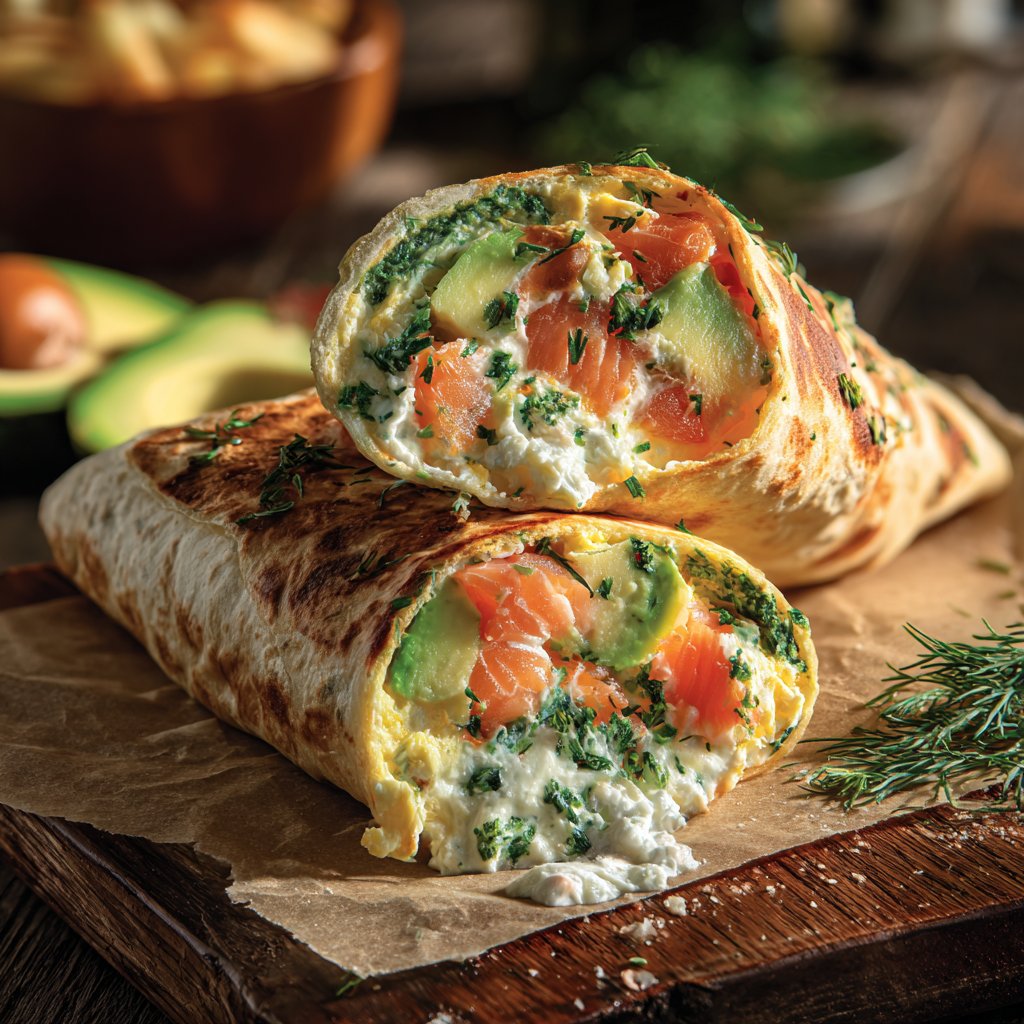 Salmon-Cream Cheese Breakfast Wrap
