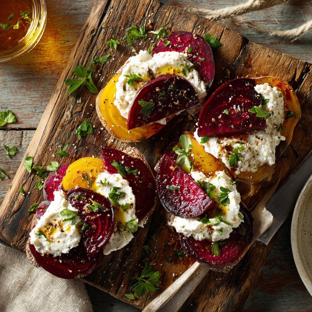 Sliced Beets with Goat Cheese